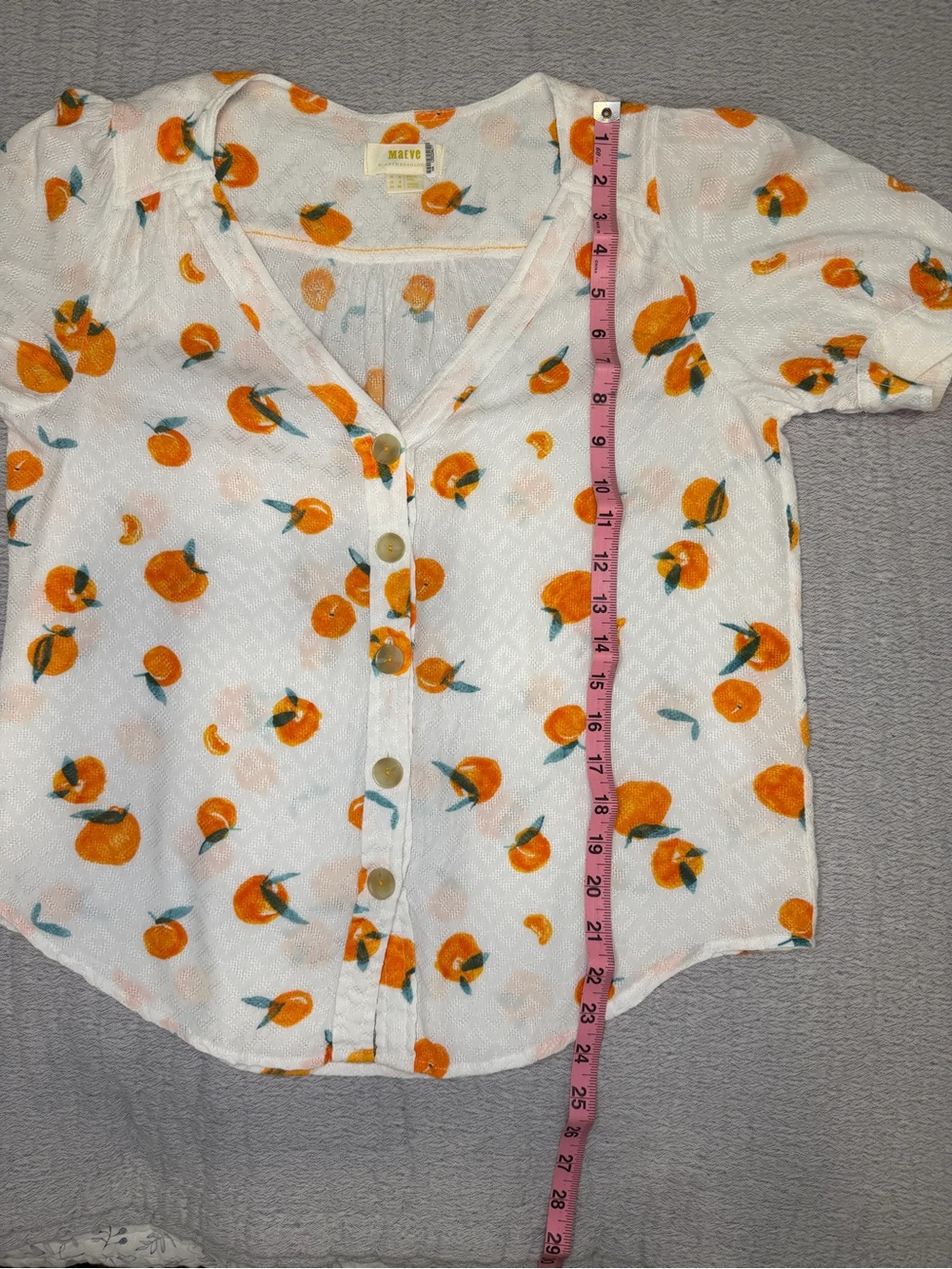 Maeve Anthropologie White Button-Front Top with Orange Fruit Print Size 2 - Picture 13 of 13